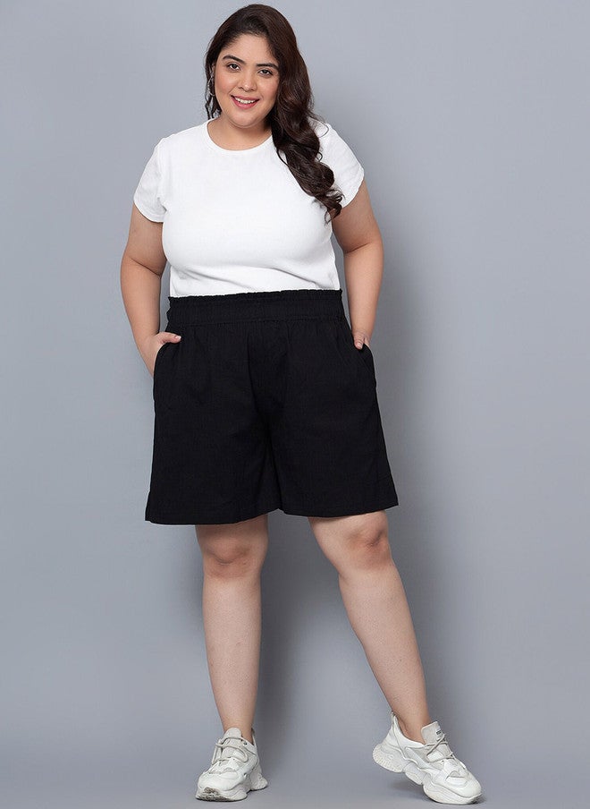 Indietoga Women Plus Size Cotton High-Rise Stretchable Shorts - Image 5